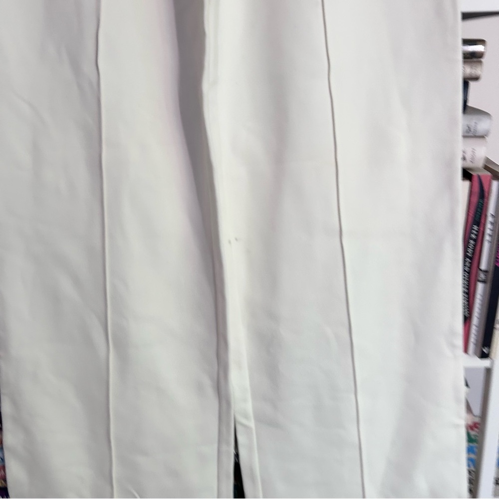 NWT VB Belted Wide‑Leg Stretch Ponte Pants in Ivory Victoria Victoria Beckham - Picture 8 of 14
